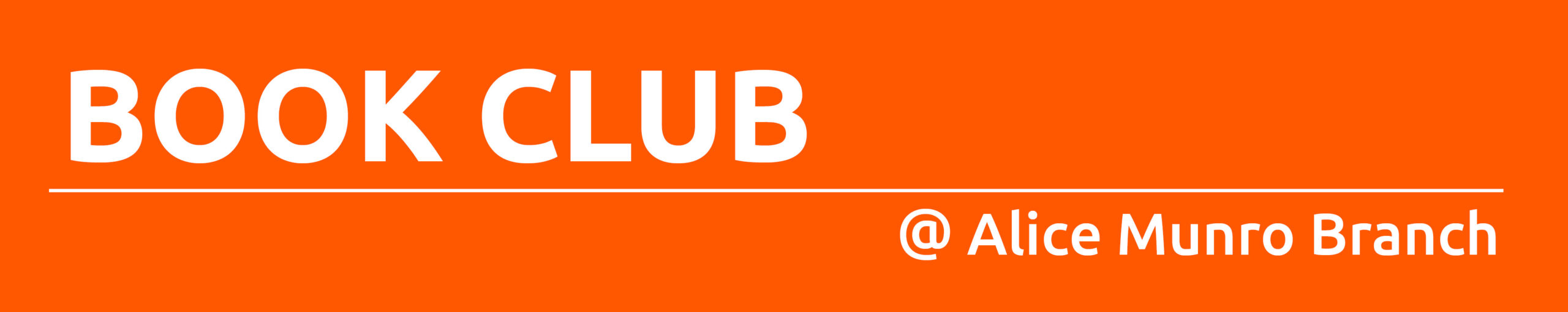 Dark orange rectangle with white text promoting book club at Wingham