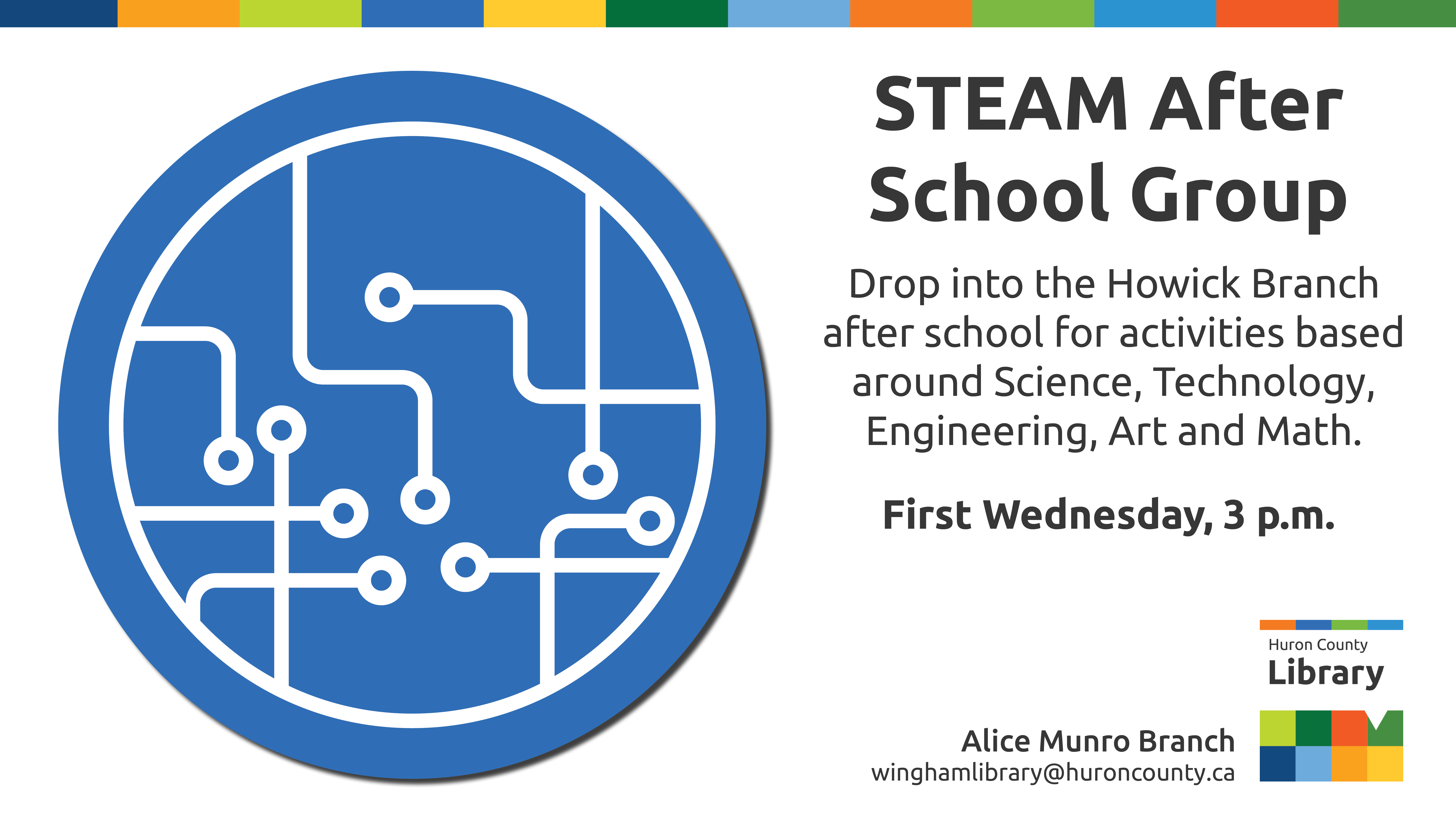 Illustration of a circuit with text STEAM program at Howick